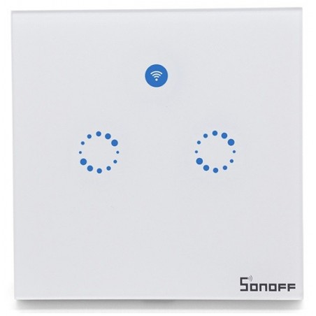 Sonoff T1 EU Interruptor Duplo WIFI RF Capacitivo Para Montagem Em Parede