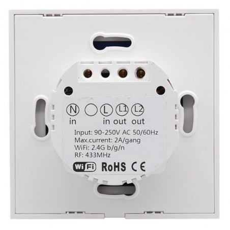 Sonoff T Eu Interruptor Duplo Wifi Rf Capacitivo Para Montagem Em Parede