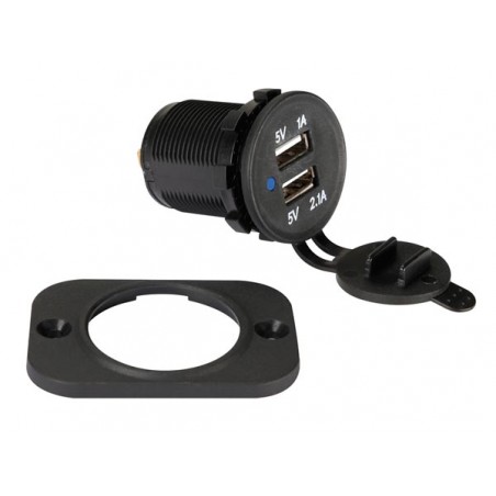 FLUSH MOUNT USB CAR CHARGER (12-24 VDC IN,2 x 5 V OUT)