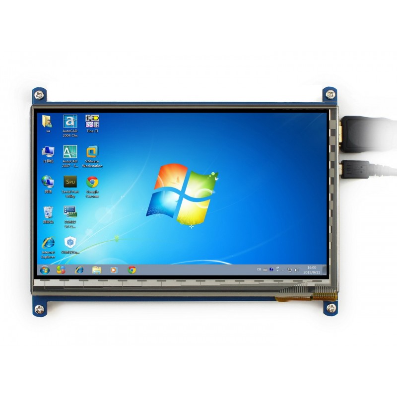 Ecrã Tátil Capacitivo 7 Hdmi Lcd 1024x600 Ips Moldura